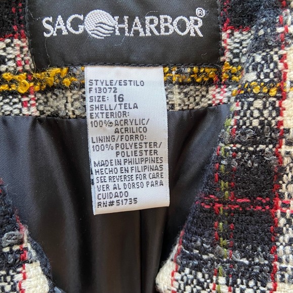 Yellow Red Y2K Plaid Shacket Jacket Blazer Size 16 XL Dark Academia Window Pane - Picture 8 of 10